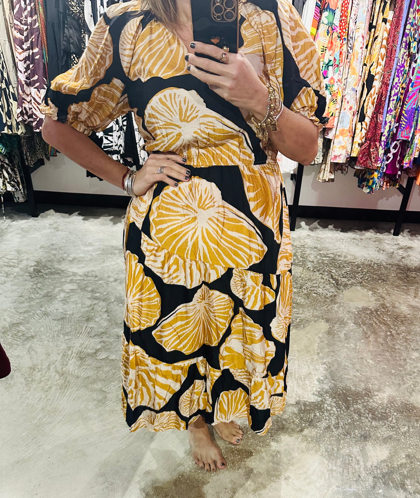 Small - Honey Floral Print Midi Dress