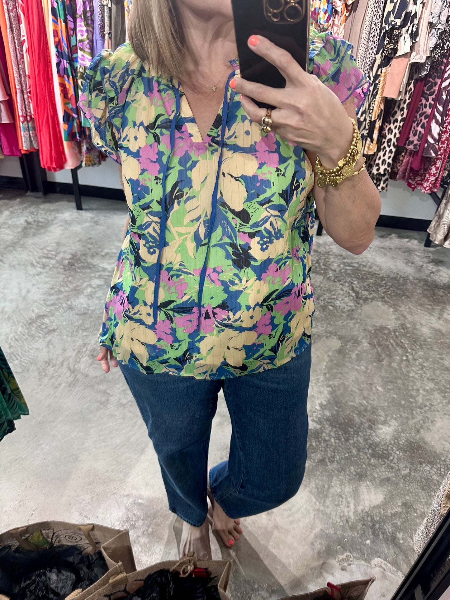 Metallic Lurex Floral Top