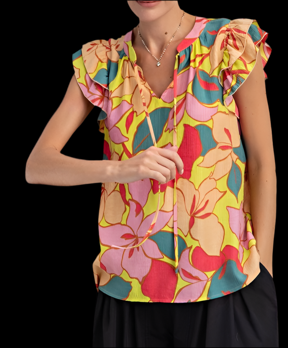 Curvy Blossom Print Top