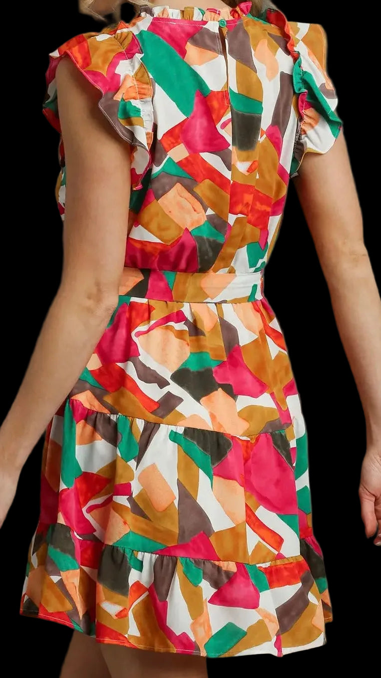 Abstract Print Short Dress