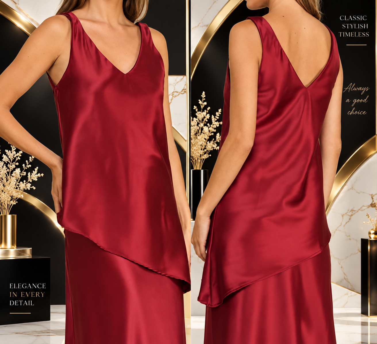 Asymmetrical Satin Top Assorted