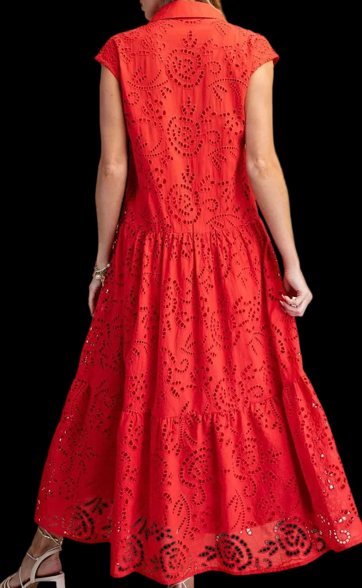 Eyelet Lace Midi Dress