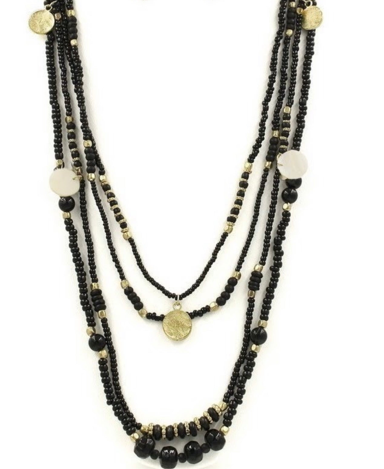 Collares - Black & Gold Beads - Jewelry