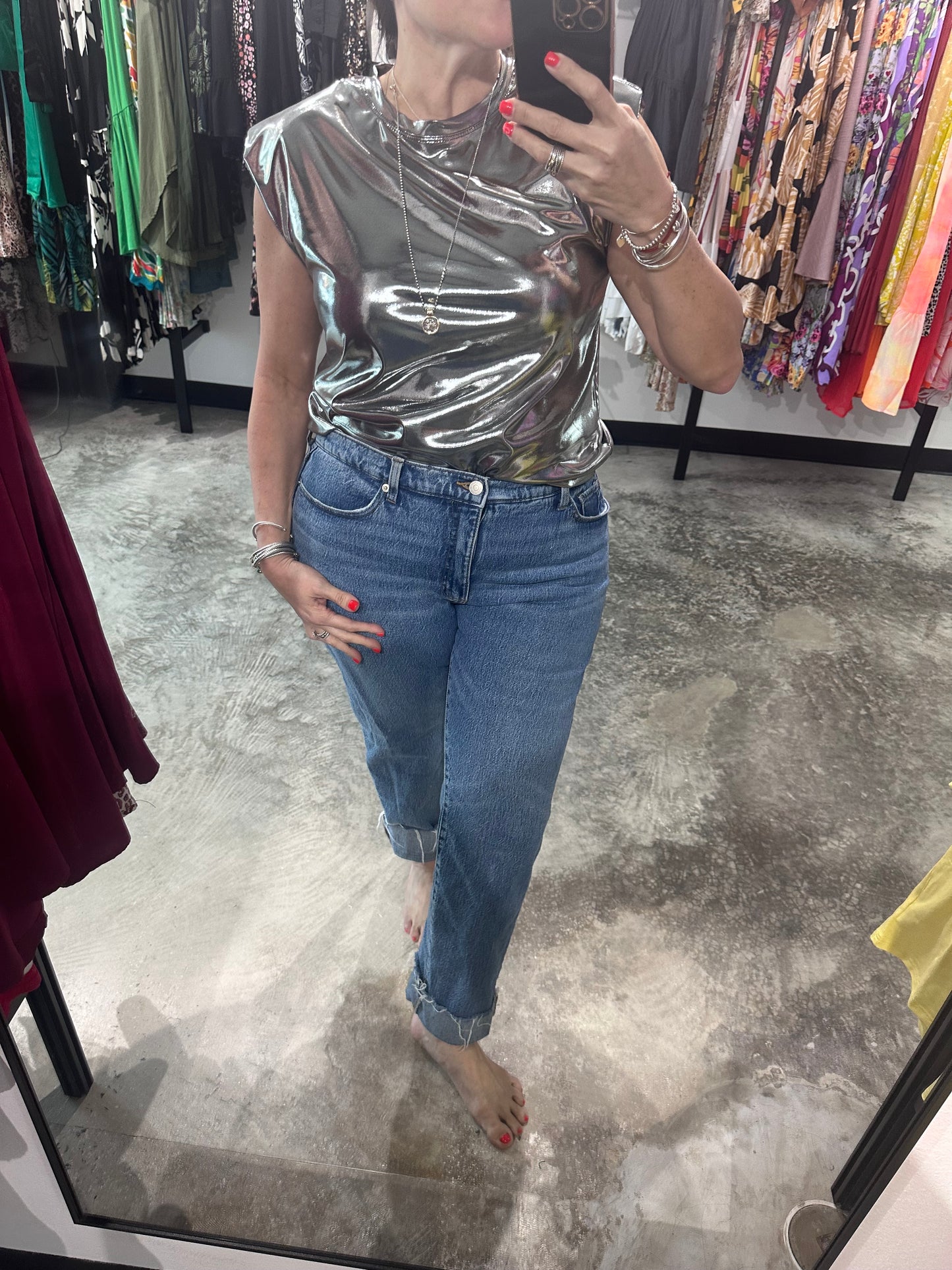 Metallic Silver Top