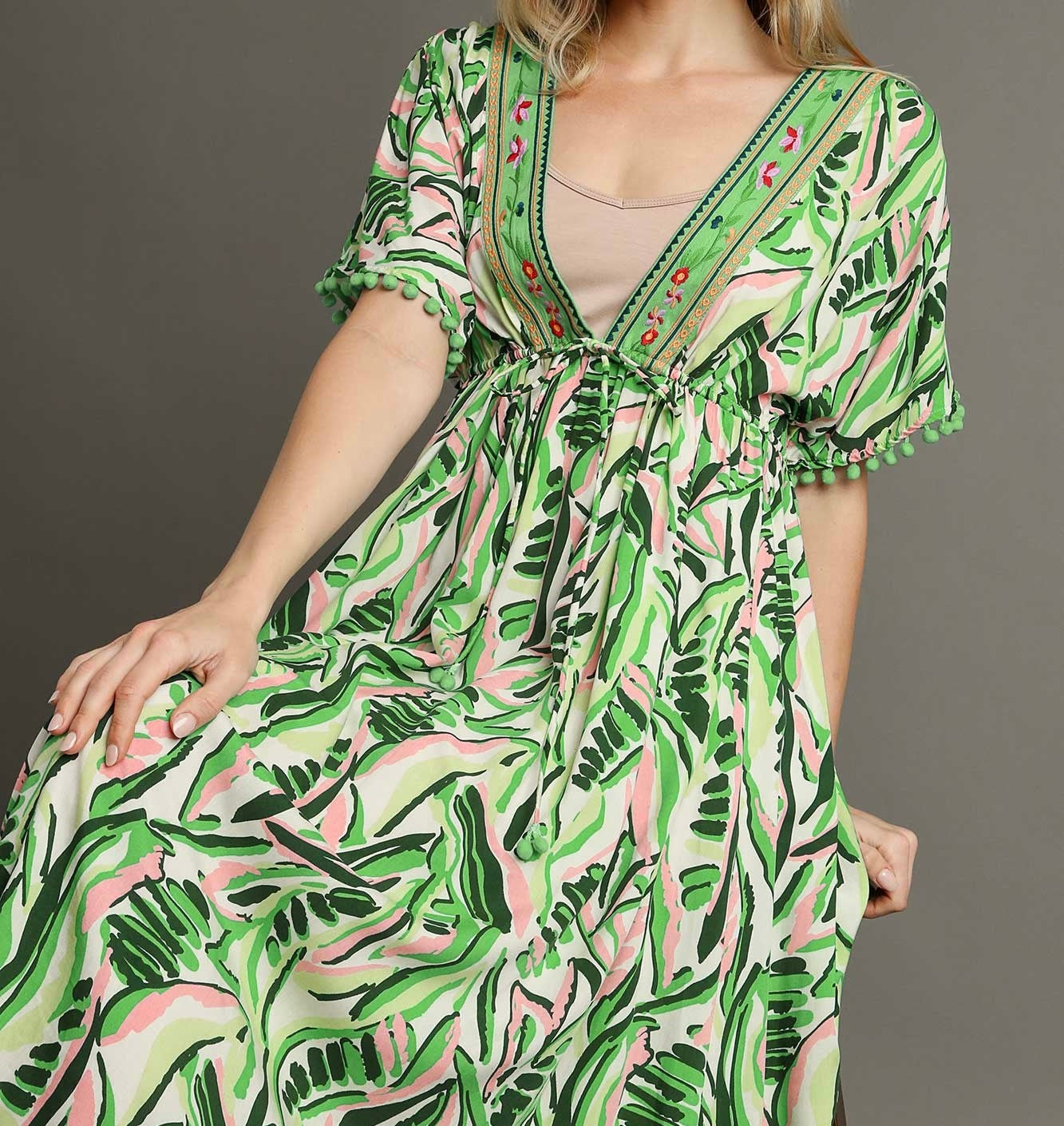 Small - Tropical Print Midi Dress