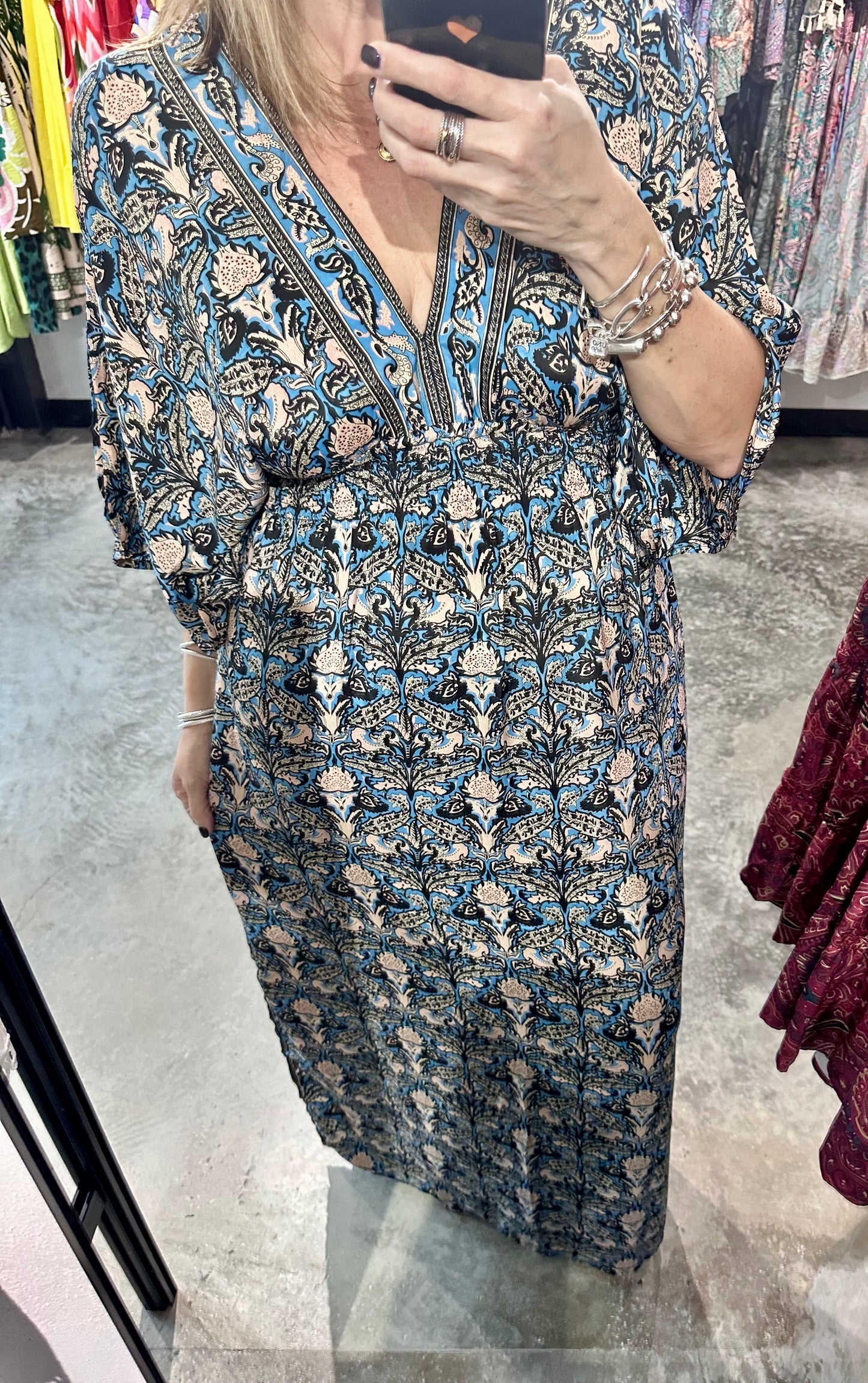 One Size Bell Sleeves Straight Fit Maxi Dress