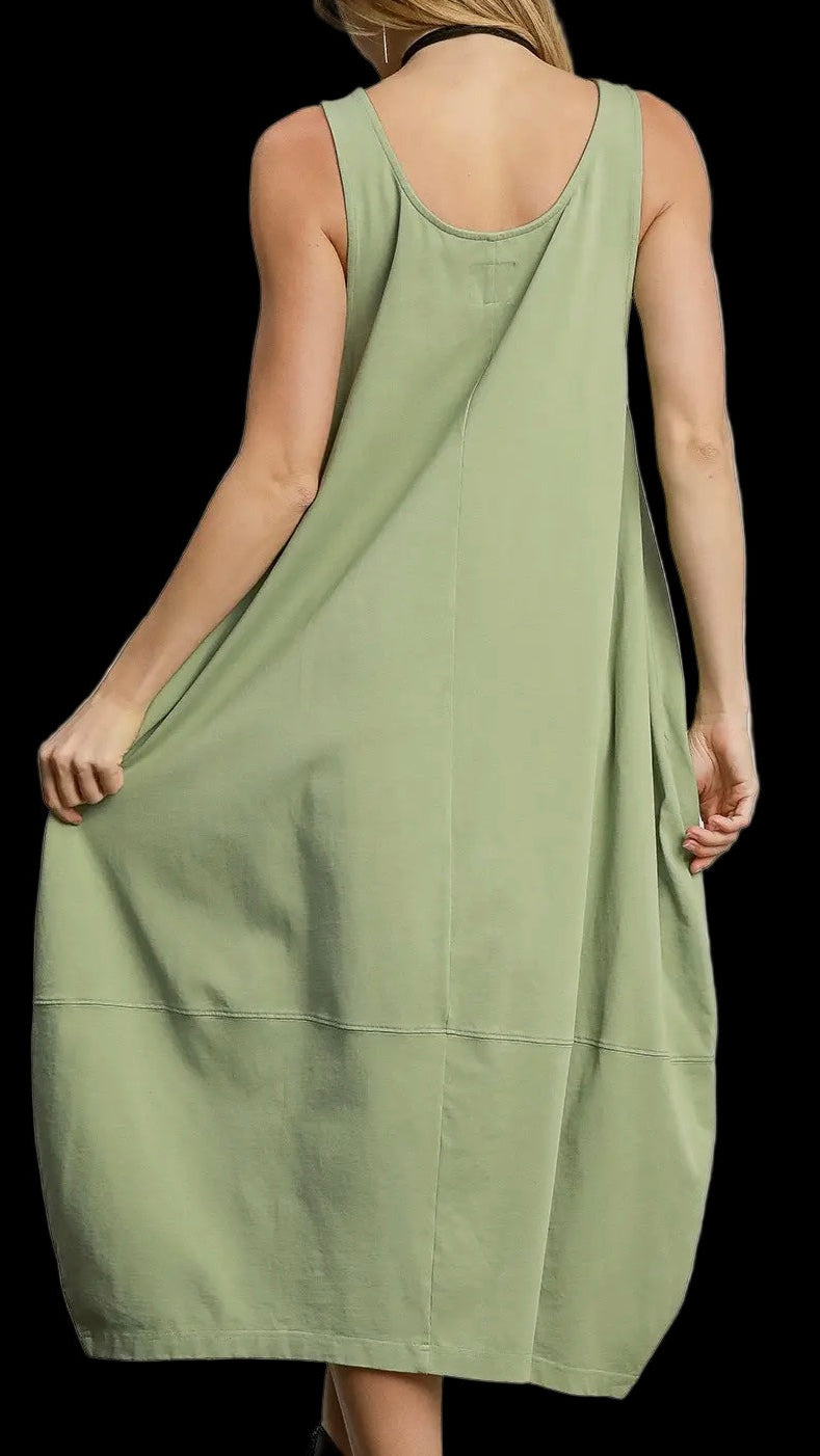 Sage Washed Midi Dress