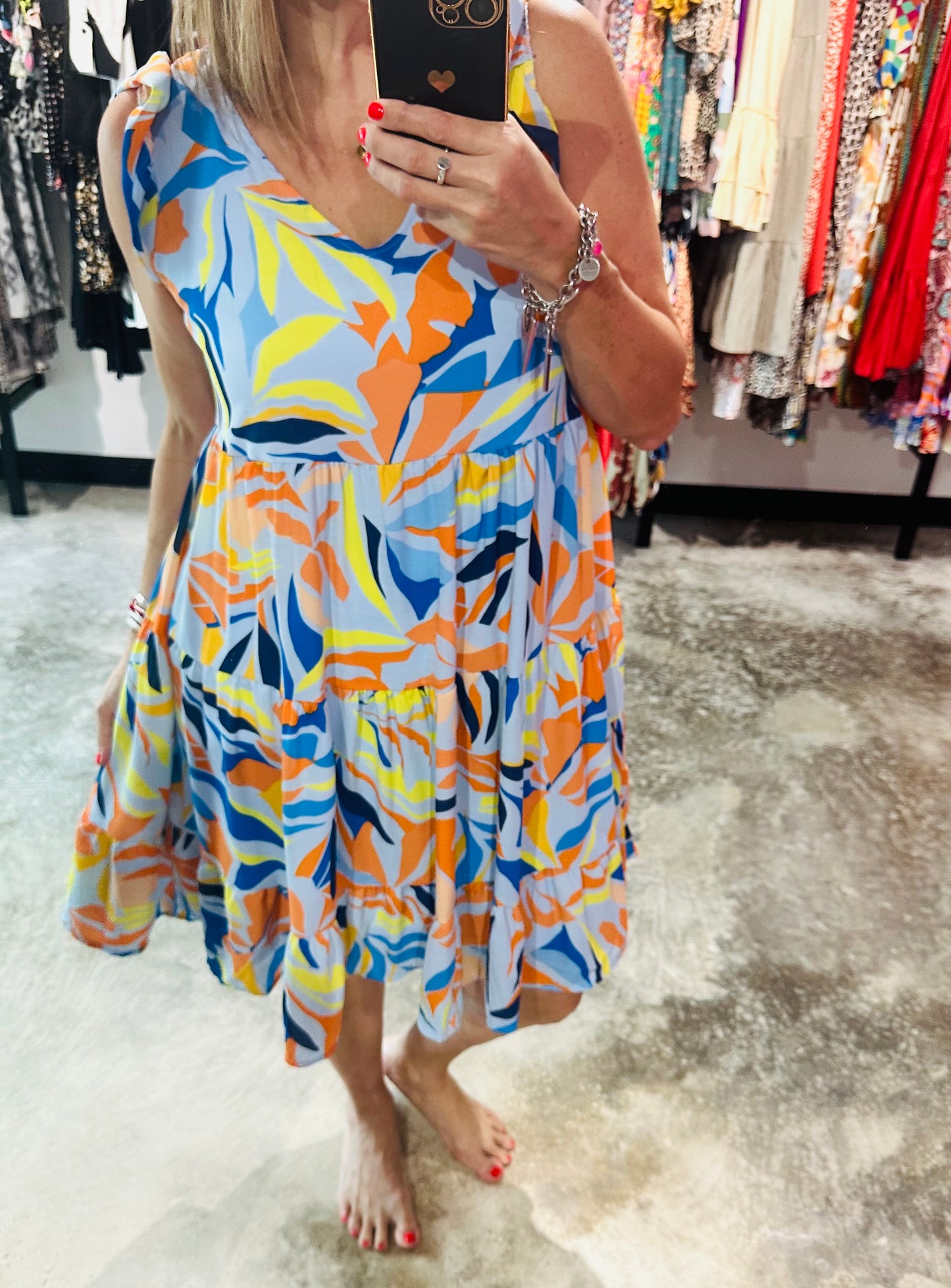 Small - Tiered Floral Print Short Dress