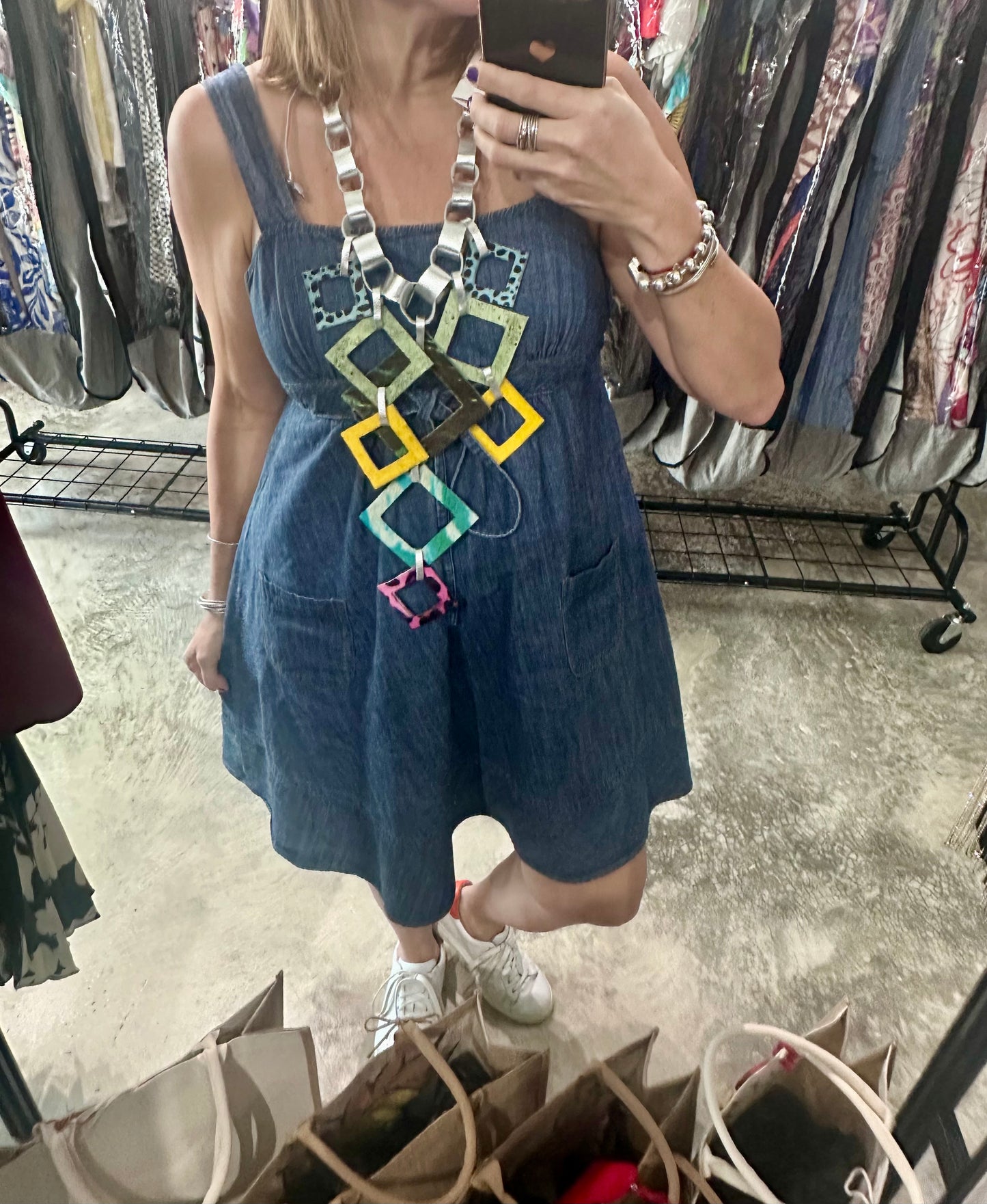 Geometric Layer Multi Leather Necklace