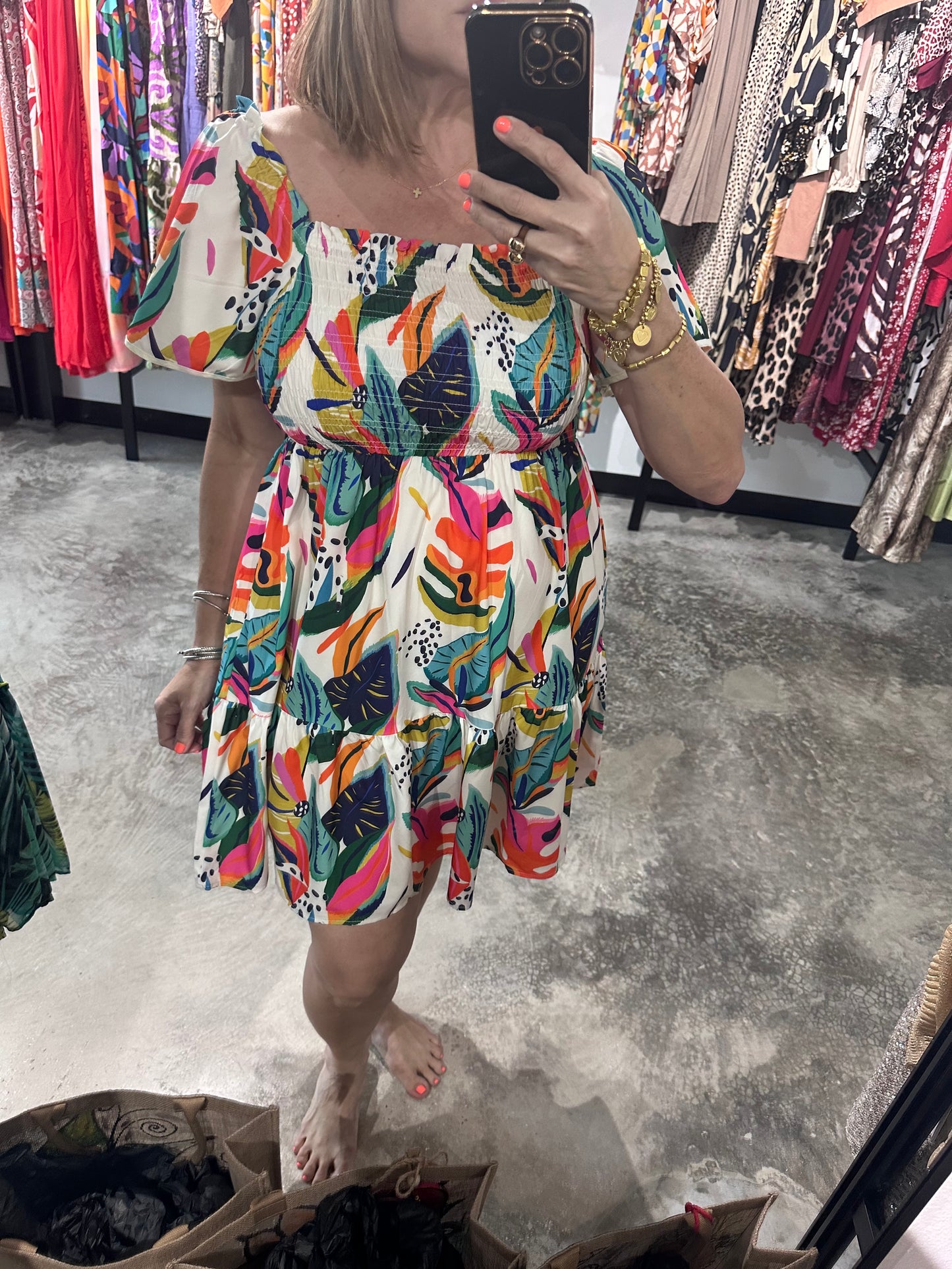 Tropical Print Short Dress