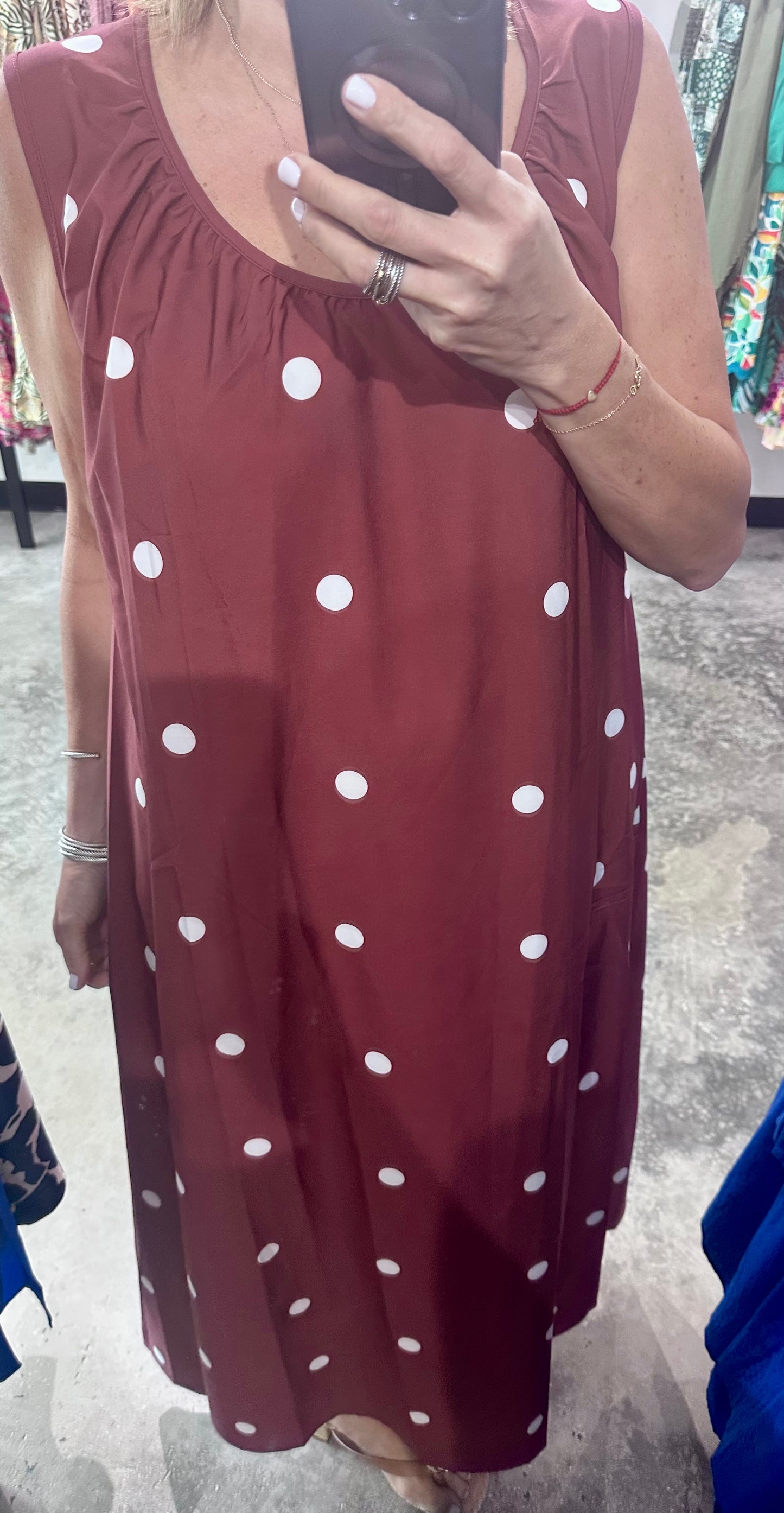 Sleeveless Polka Dot Maxi Dress