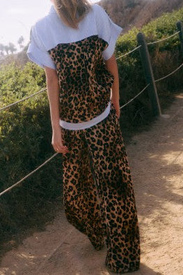 Leopard Print Top & Wide Leg Pant Set