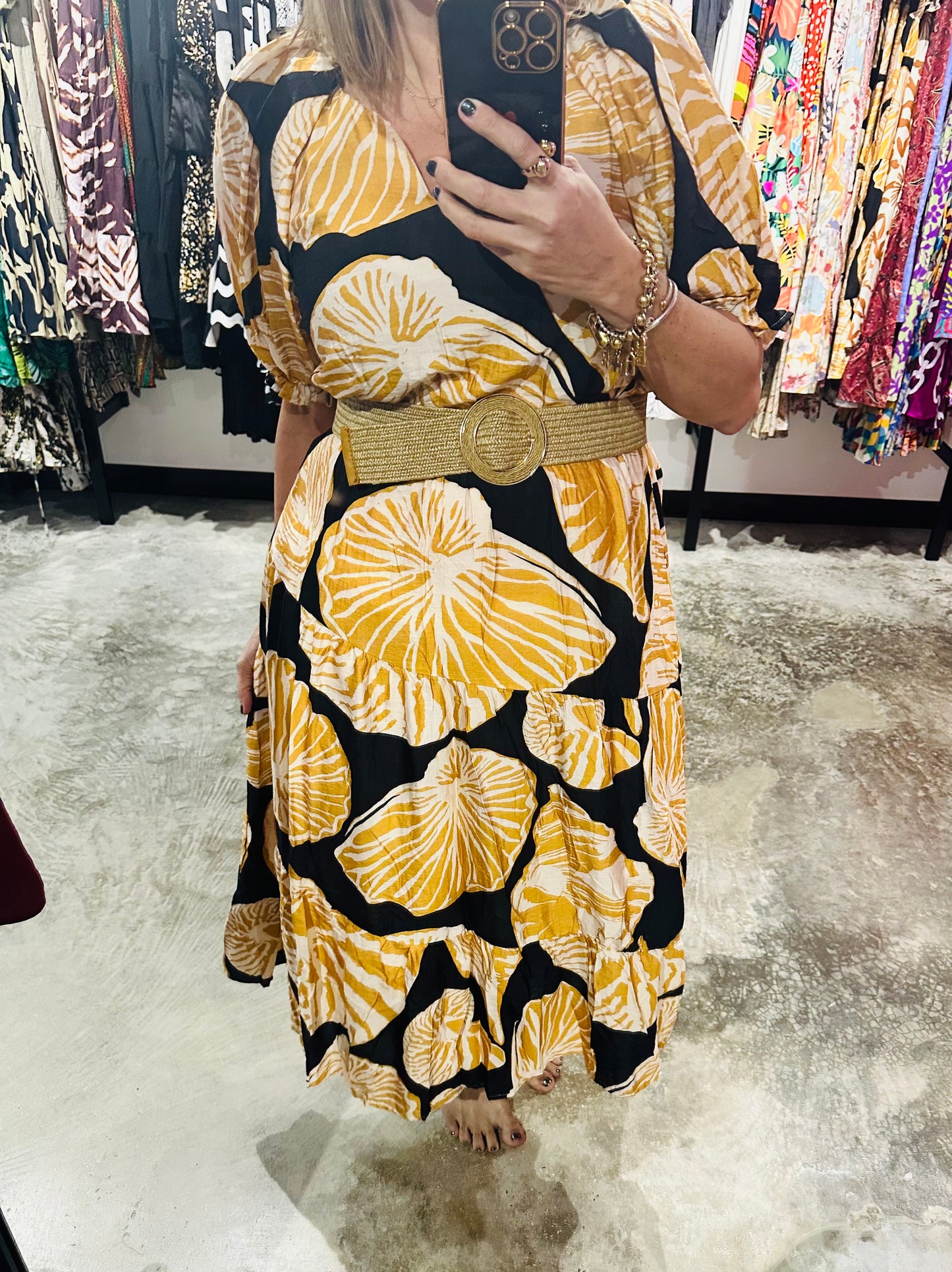 Small - Honey Floral Print Midi Dress