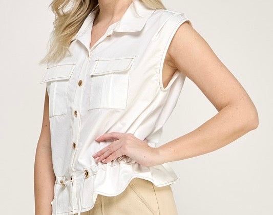 White Drawstring Top