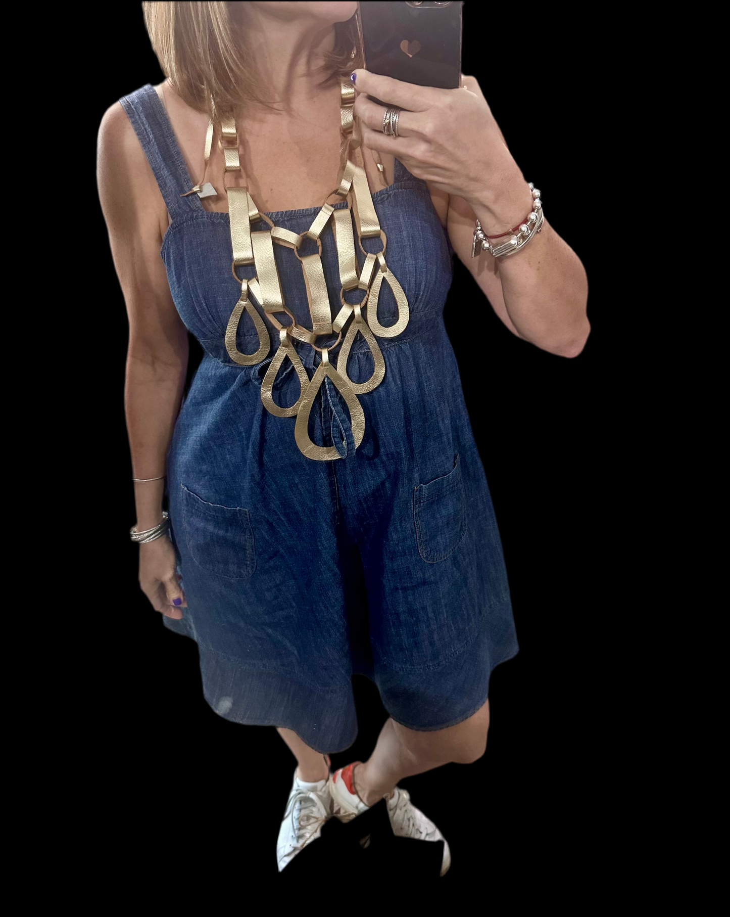 Oval Layer Multi Leather Necklace