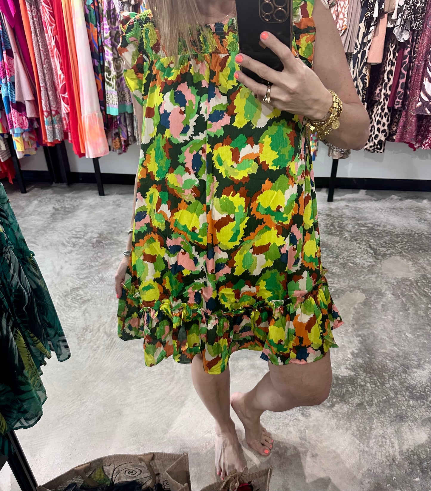 Small - Floral Print Short Dress