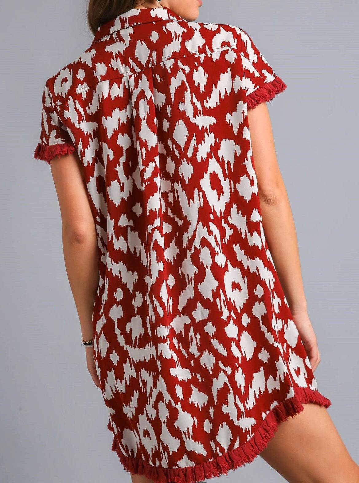 Button Down High Low Hem Short Dress