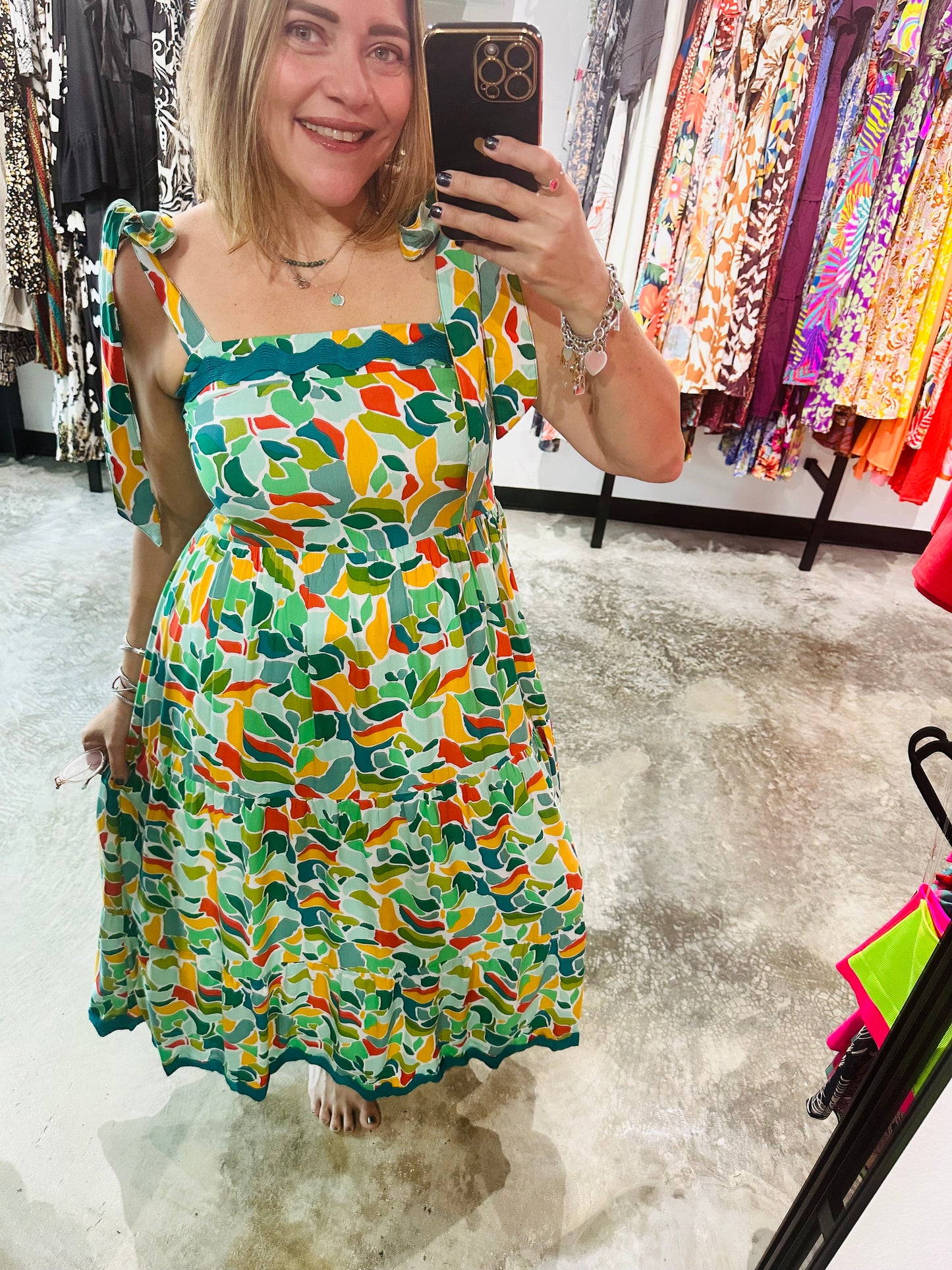 Small - Abstract Print A Line Maxi Dress