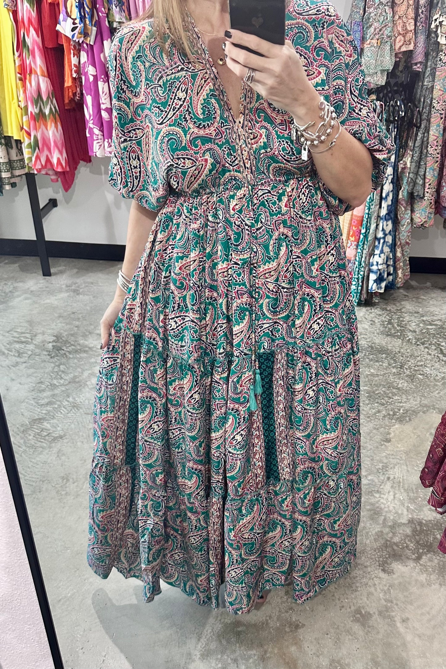 One Size 3/4 Sleeves Maxi Dress