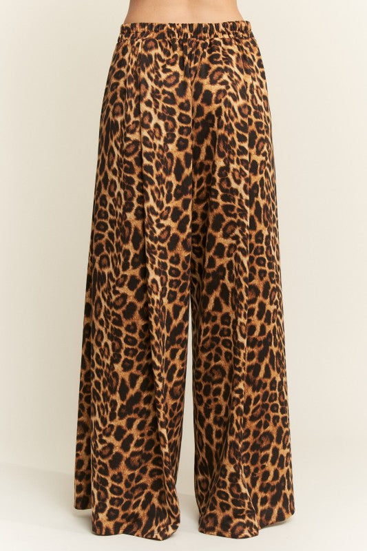 Leopard Print Pleated Pants