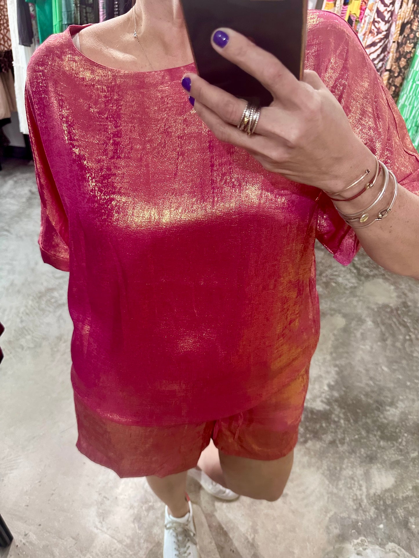 Metallic Top & Shorts Set