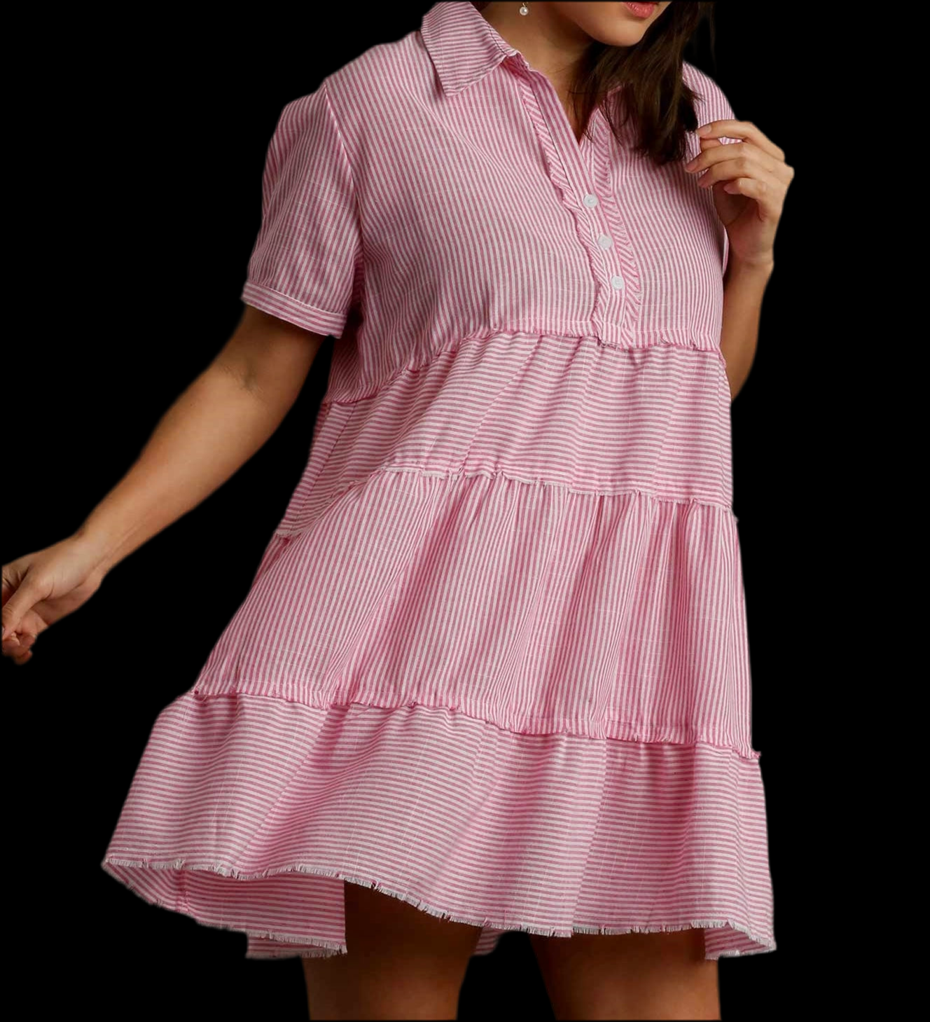 Curvy Stripped Print Short Dress