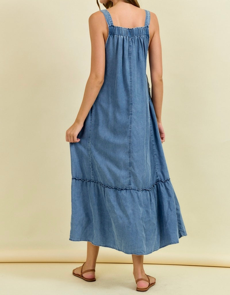 Tencel Overall Denim Midi Dress