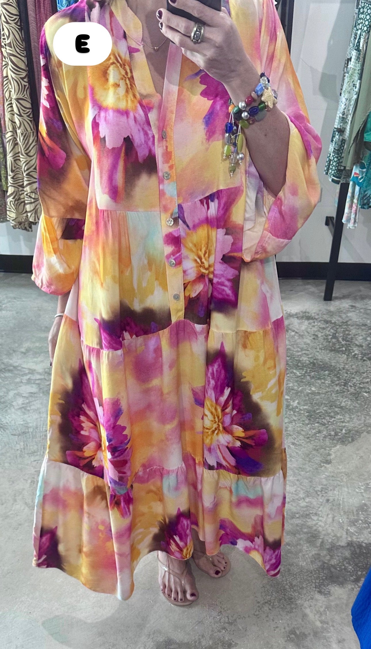 One Size Made in Italy Print Maxi Dress