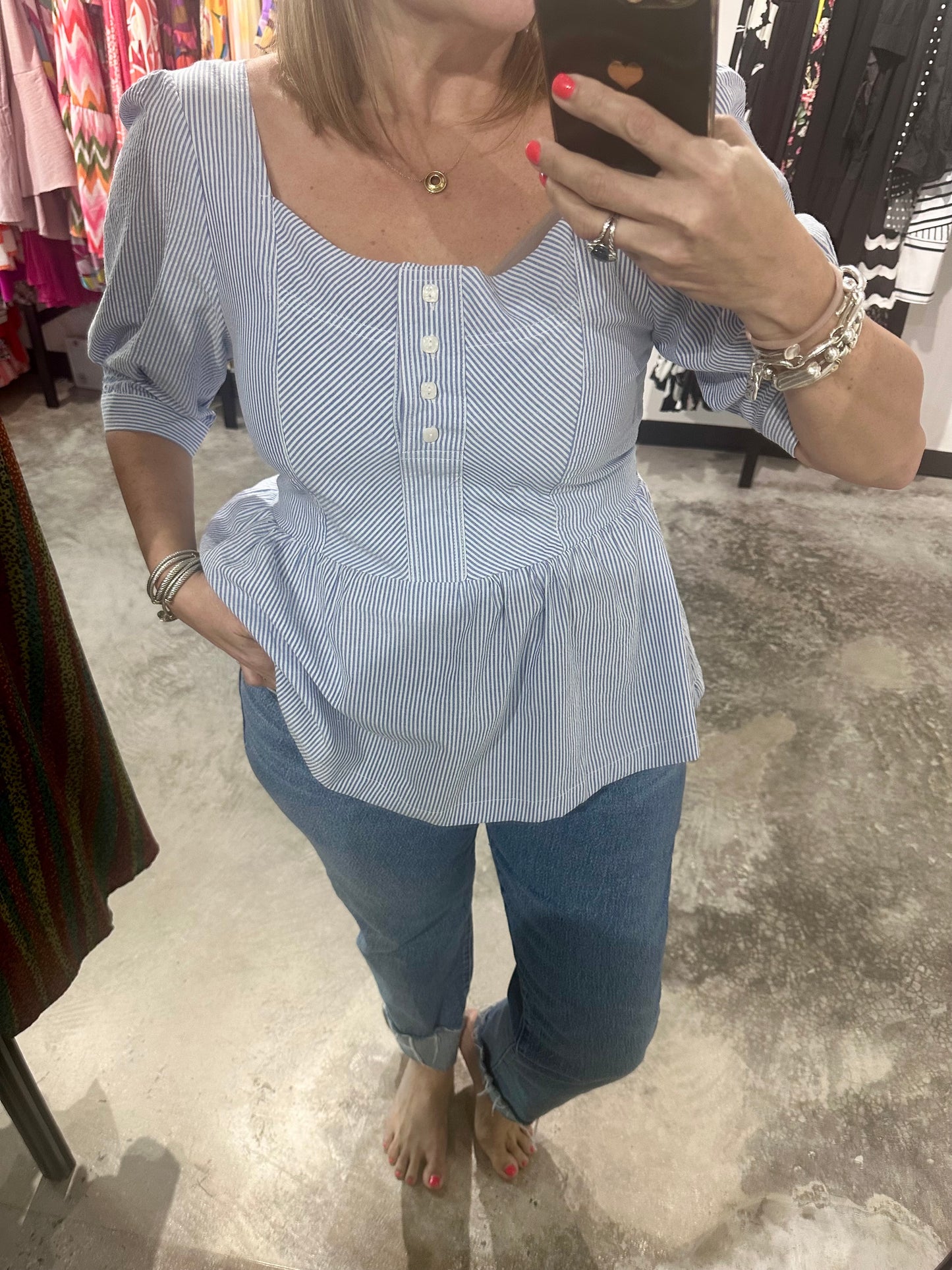 Blue Stripe Top