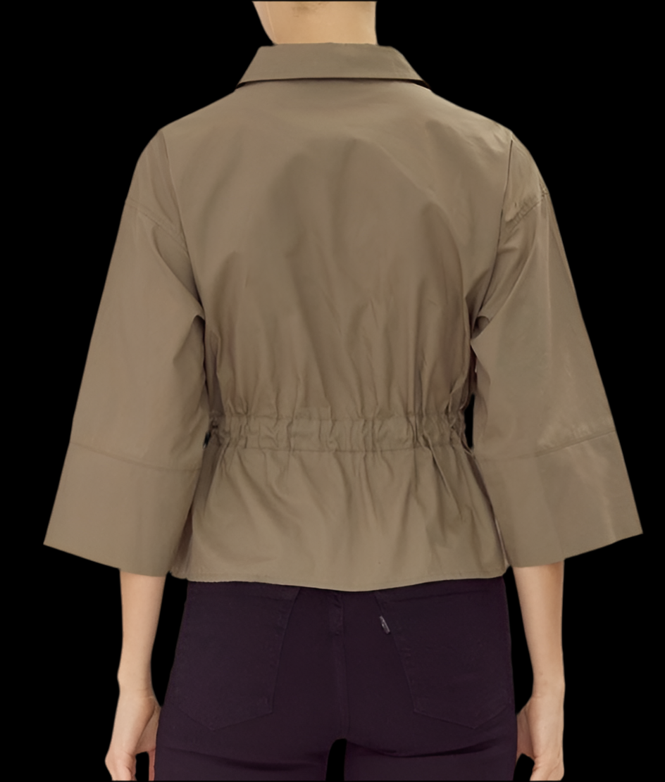Olive Green Ribbon Tie Top