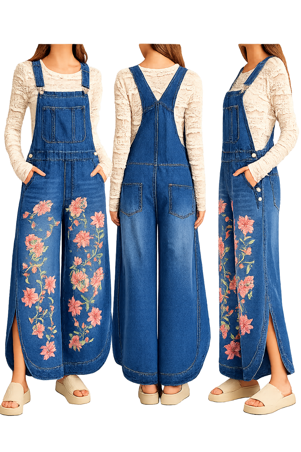 Floral Denim Overall