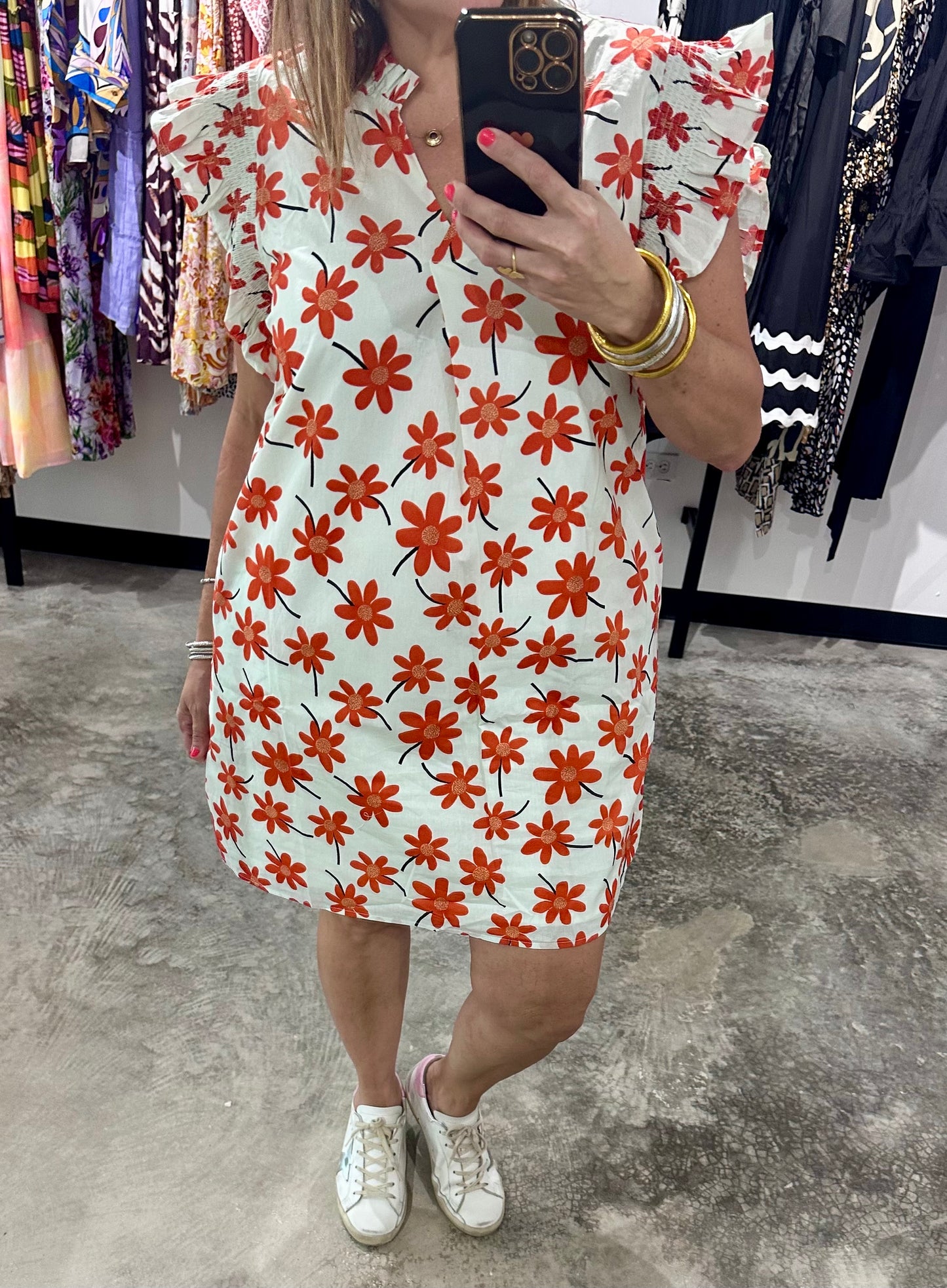 Floral Pleated Short Dress