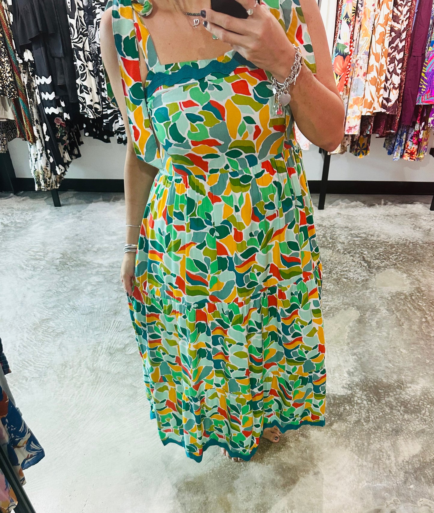 Small - Abstract Print A Line Maxi Dress