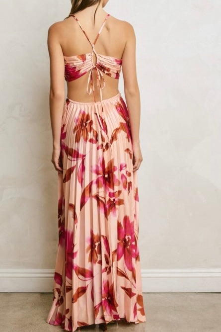 Floral Satin Maxi Dress