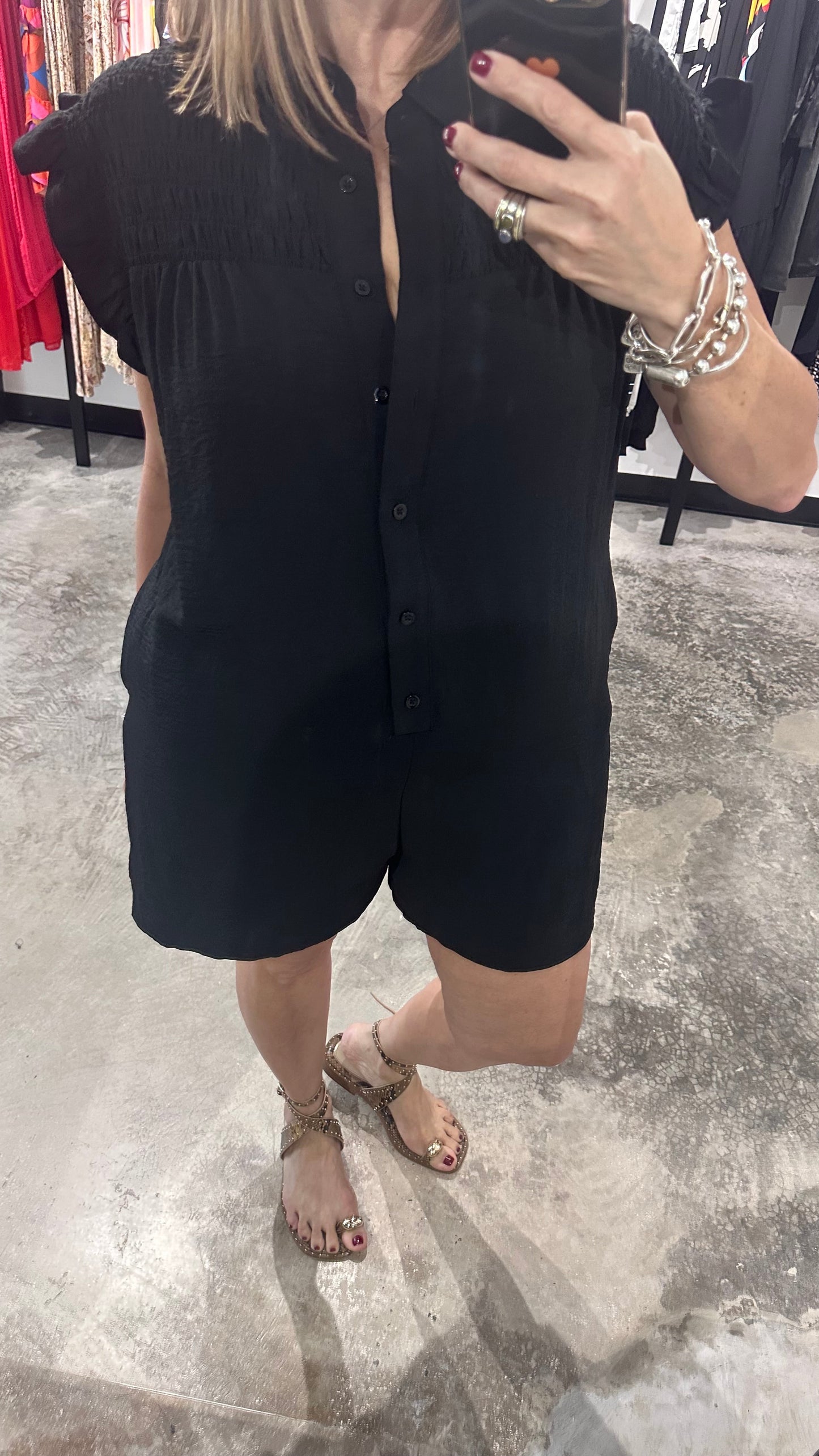Black Solid Romper