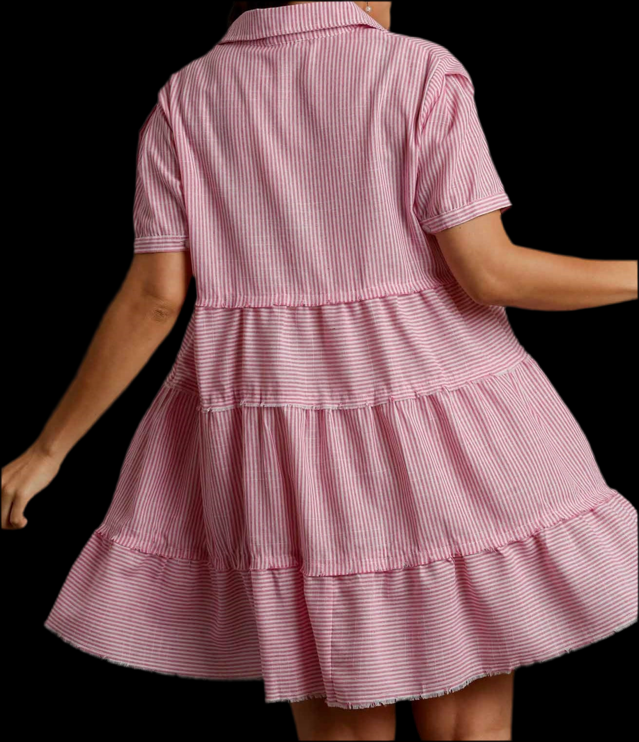 Curvy Stripped Print Short Dress
