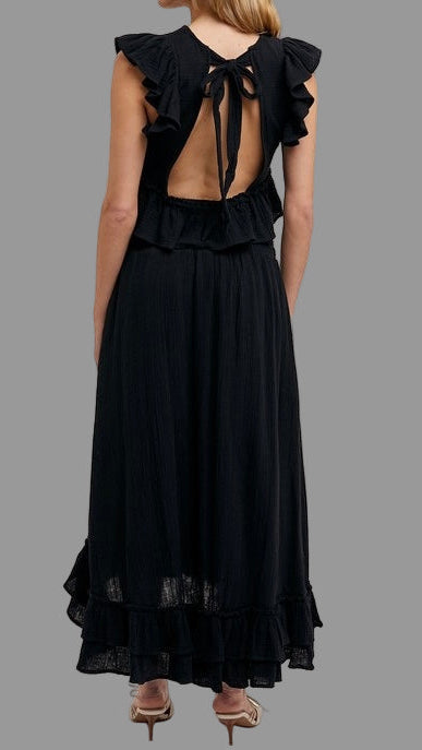 Ruffle Trim Top & Maxi Skirt Set