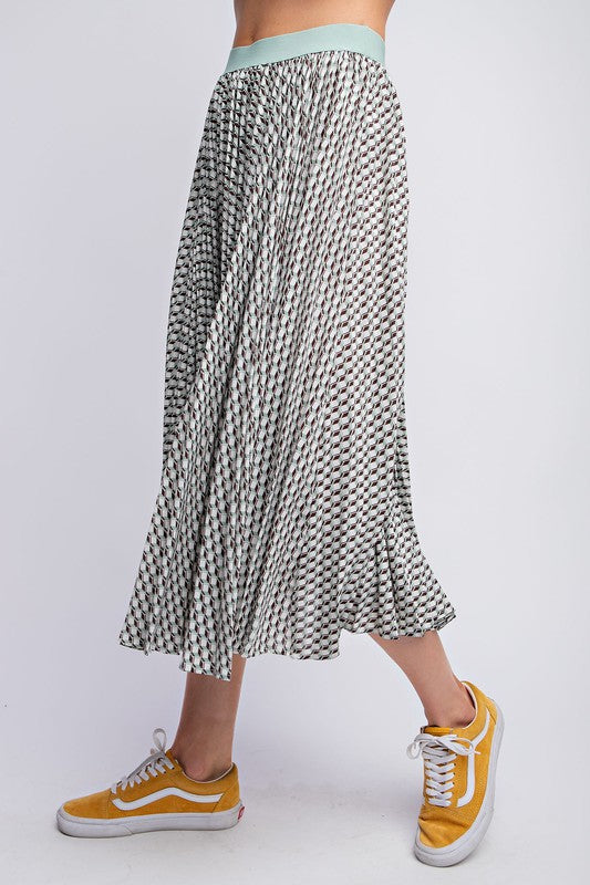 Sage Pleated Skirt