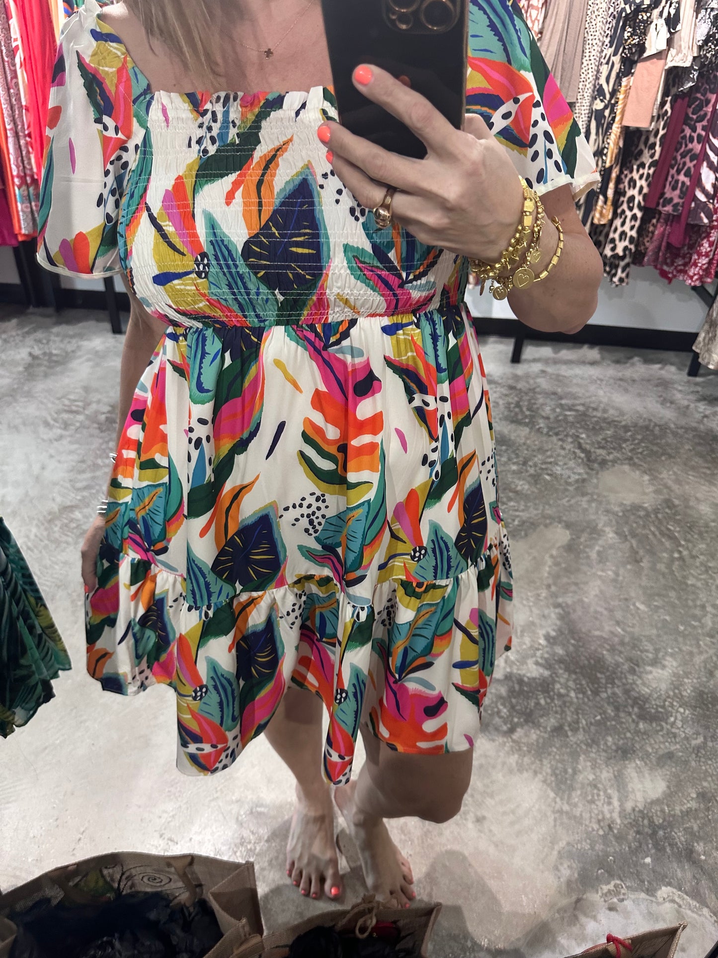 Tropical Print Short Dress