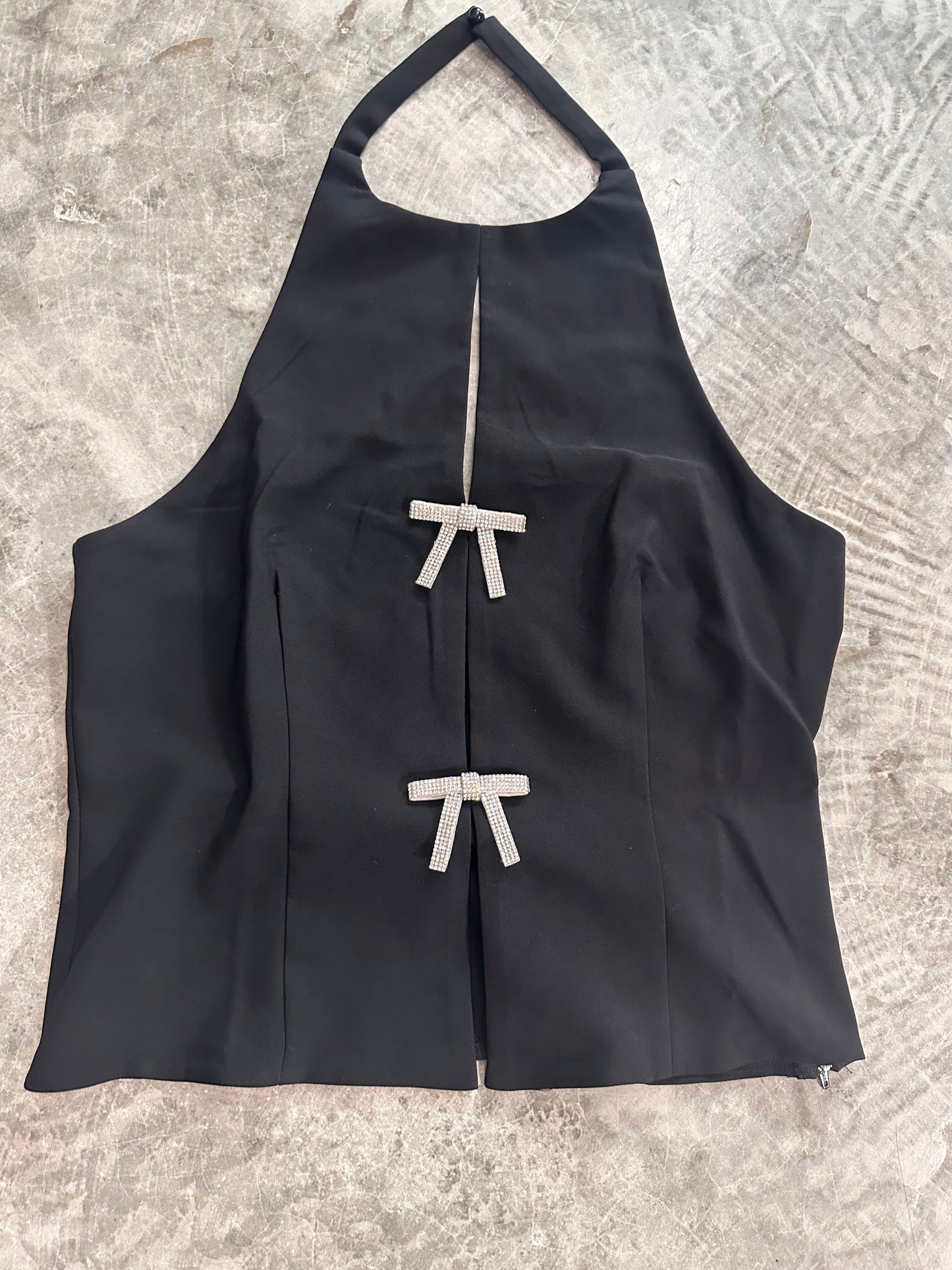 Bow Tie in Black Halter Top