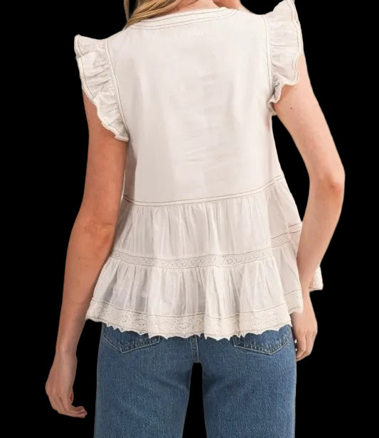 Pre Order - Stitch Lace Trim Top
