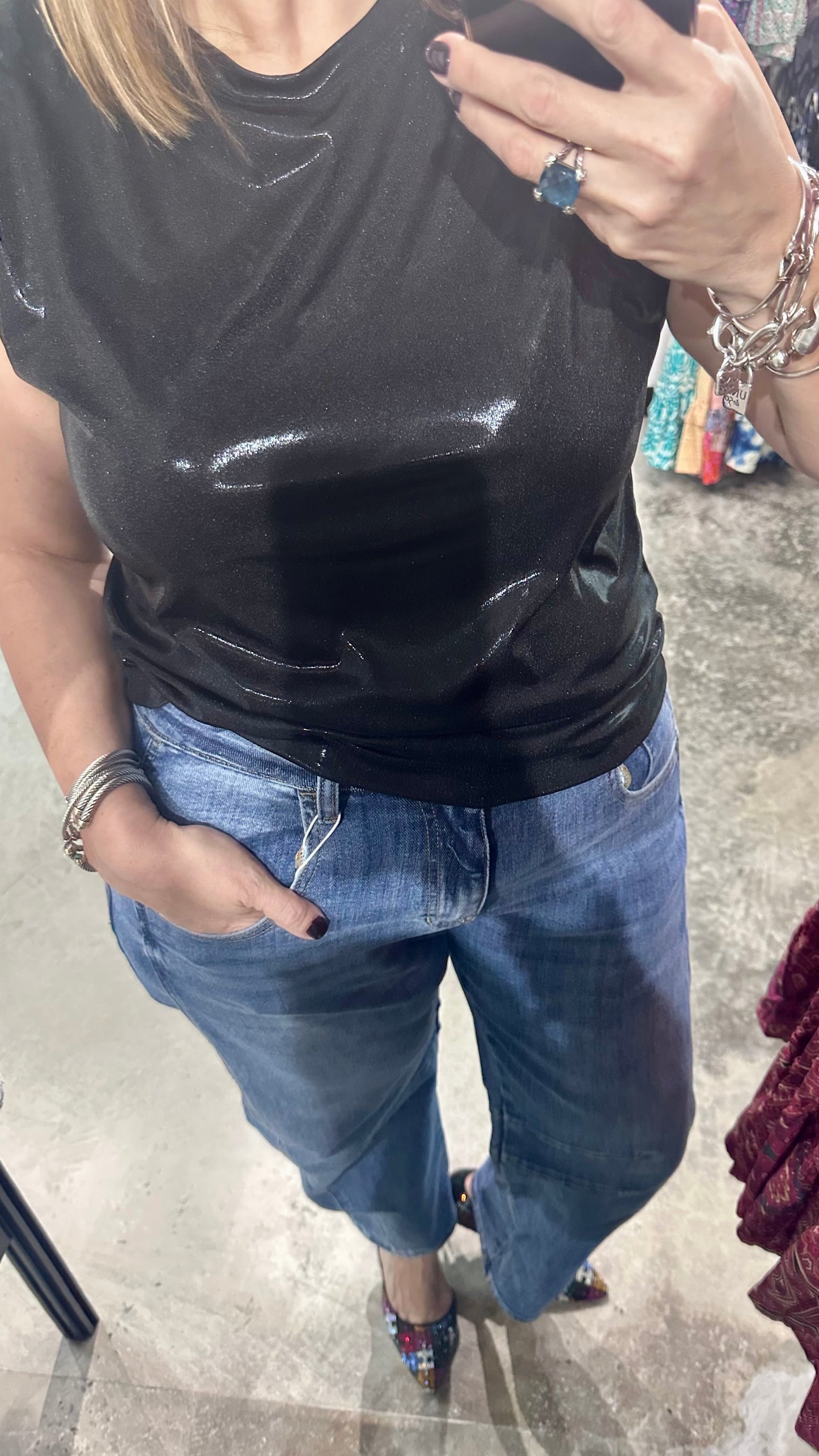 Stretch Barrel Denim Pants