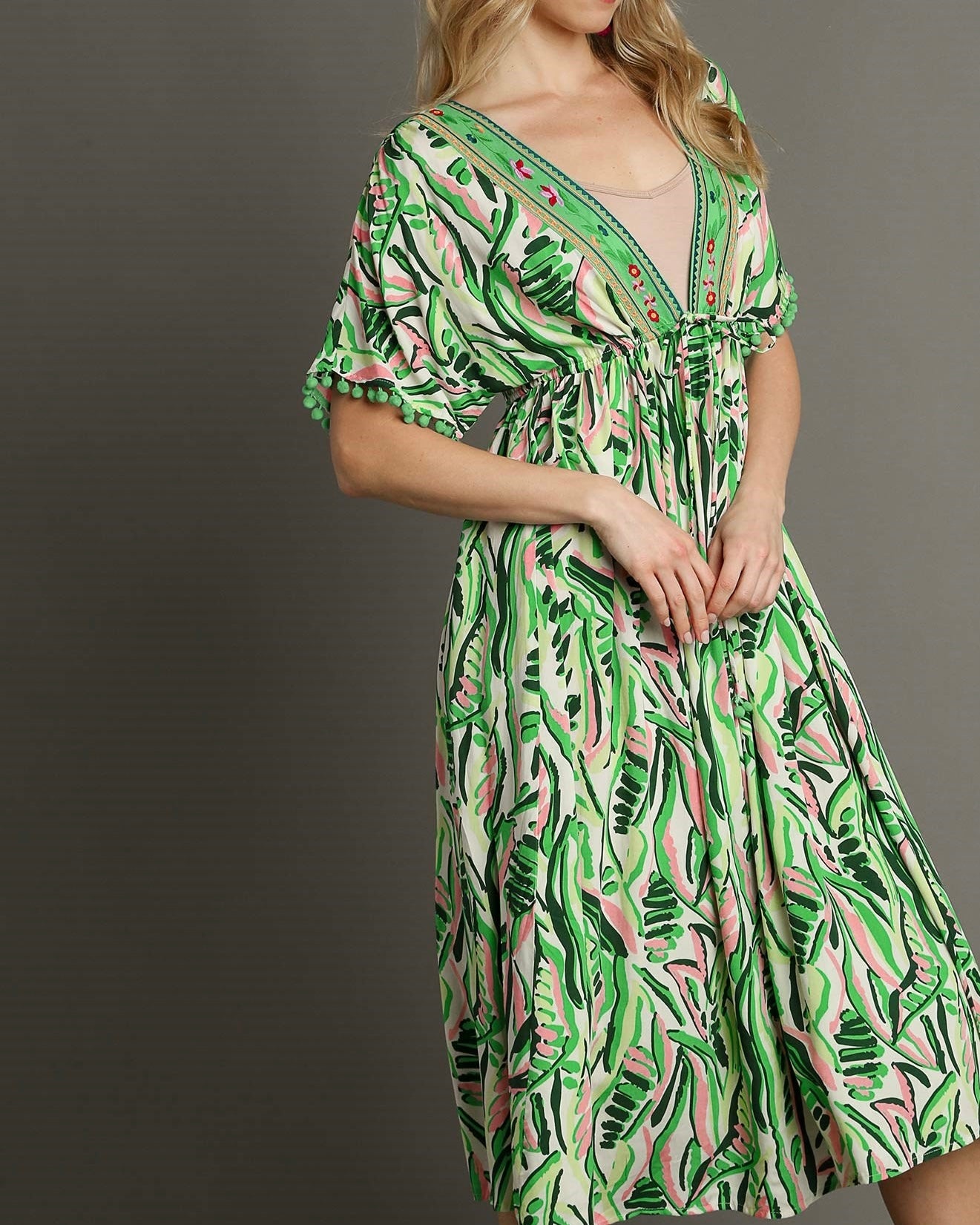 Small - Tropical Print Midi Dress