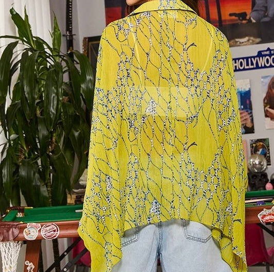 Oversize Sleeve Sheer Top