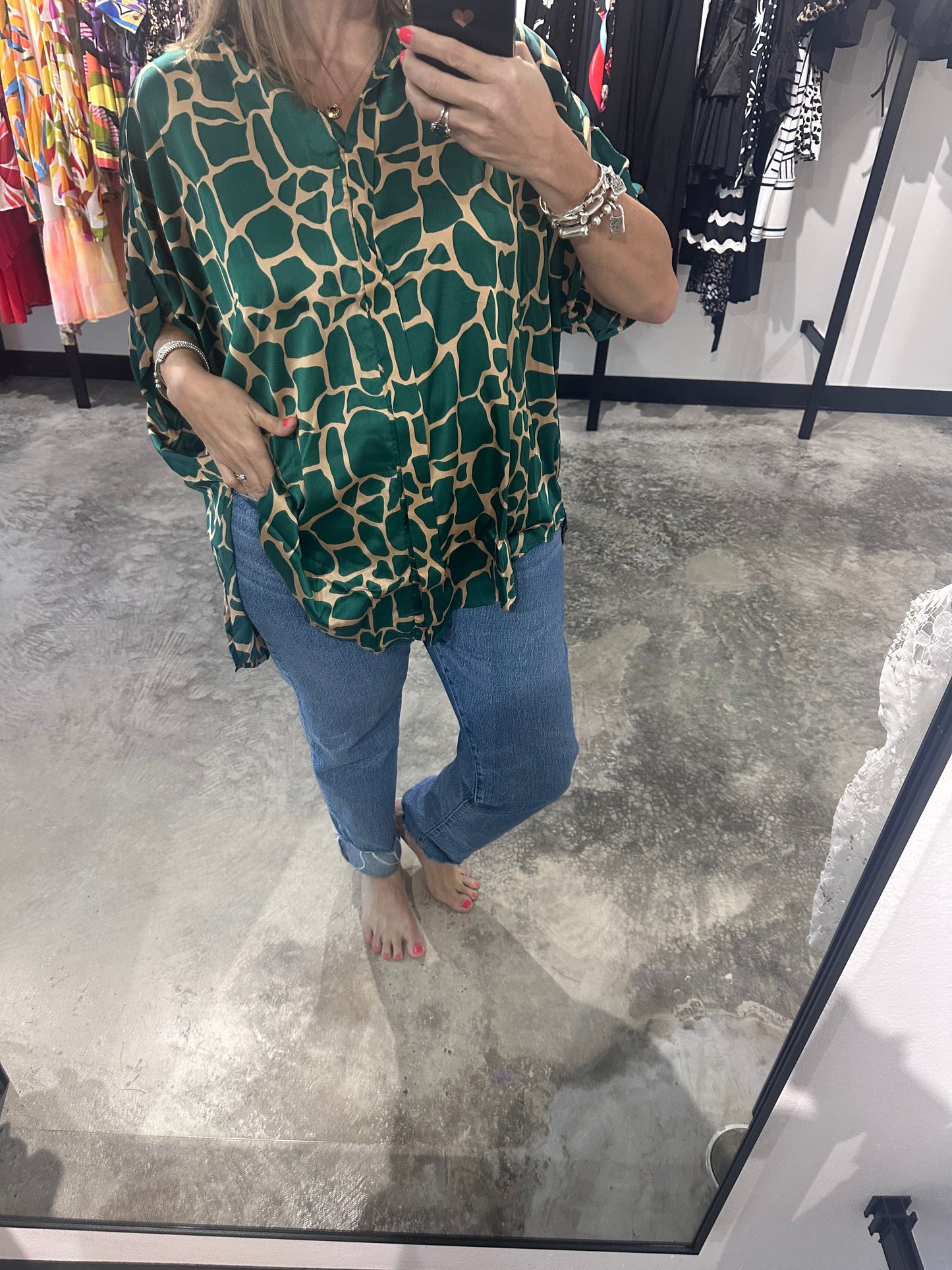 Curvy Green Mix Top