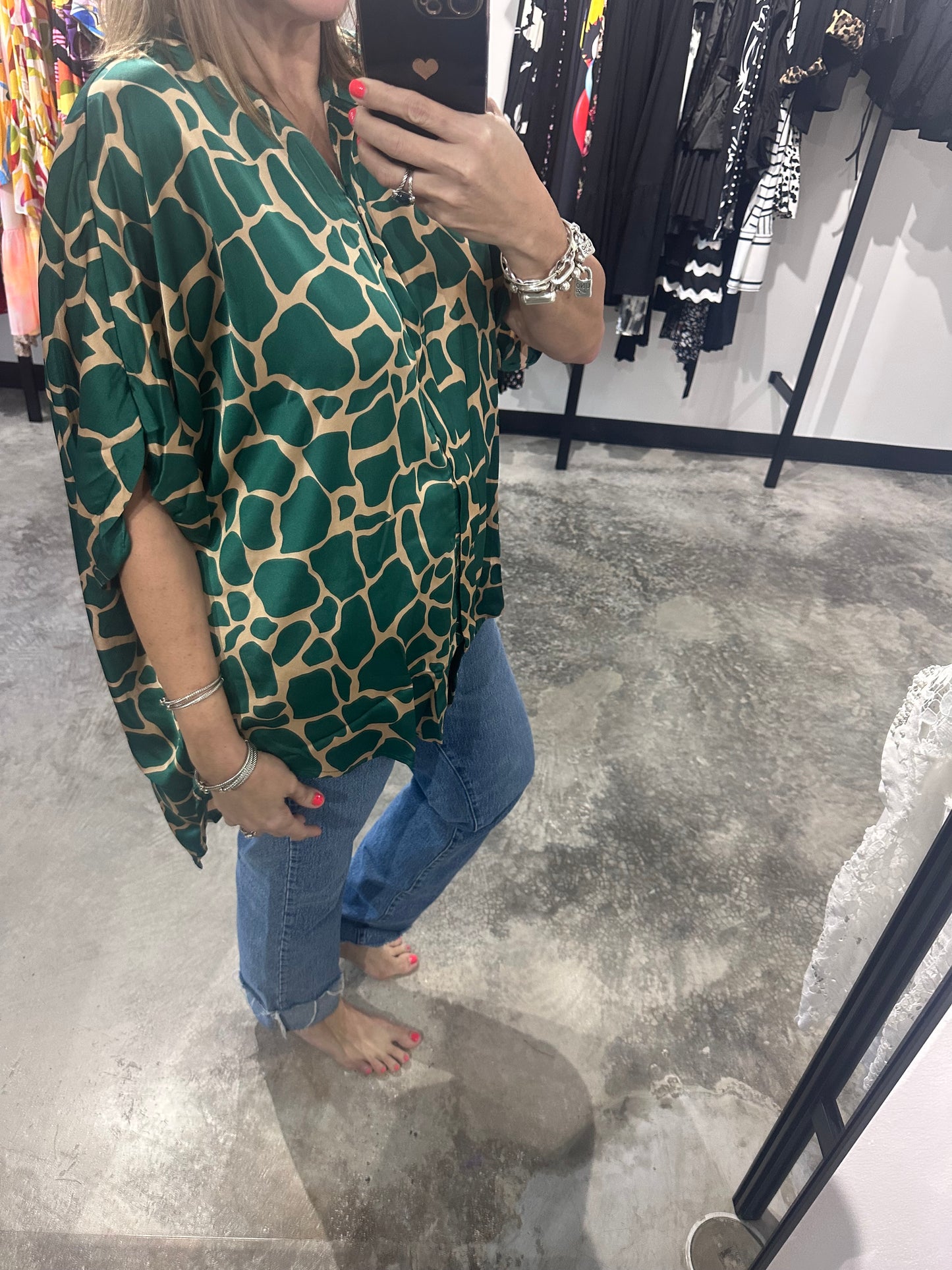 Curvy Green Mix Top