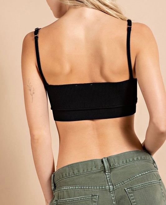 Medium - Black Casual Knit Crop Top