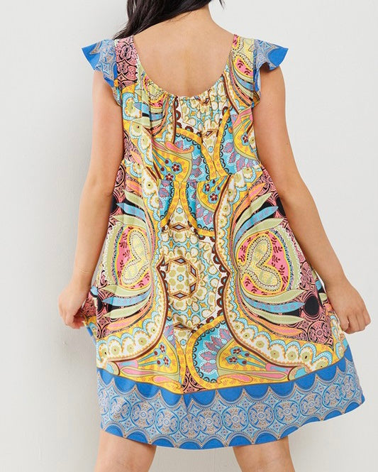 Small - Multi Squared Neck Short Dress