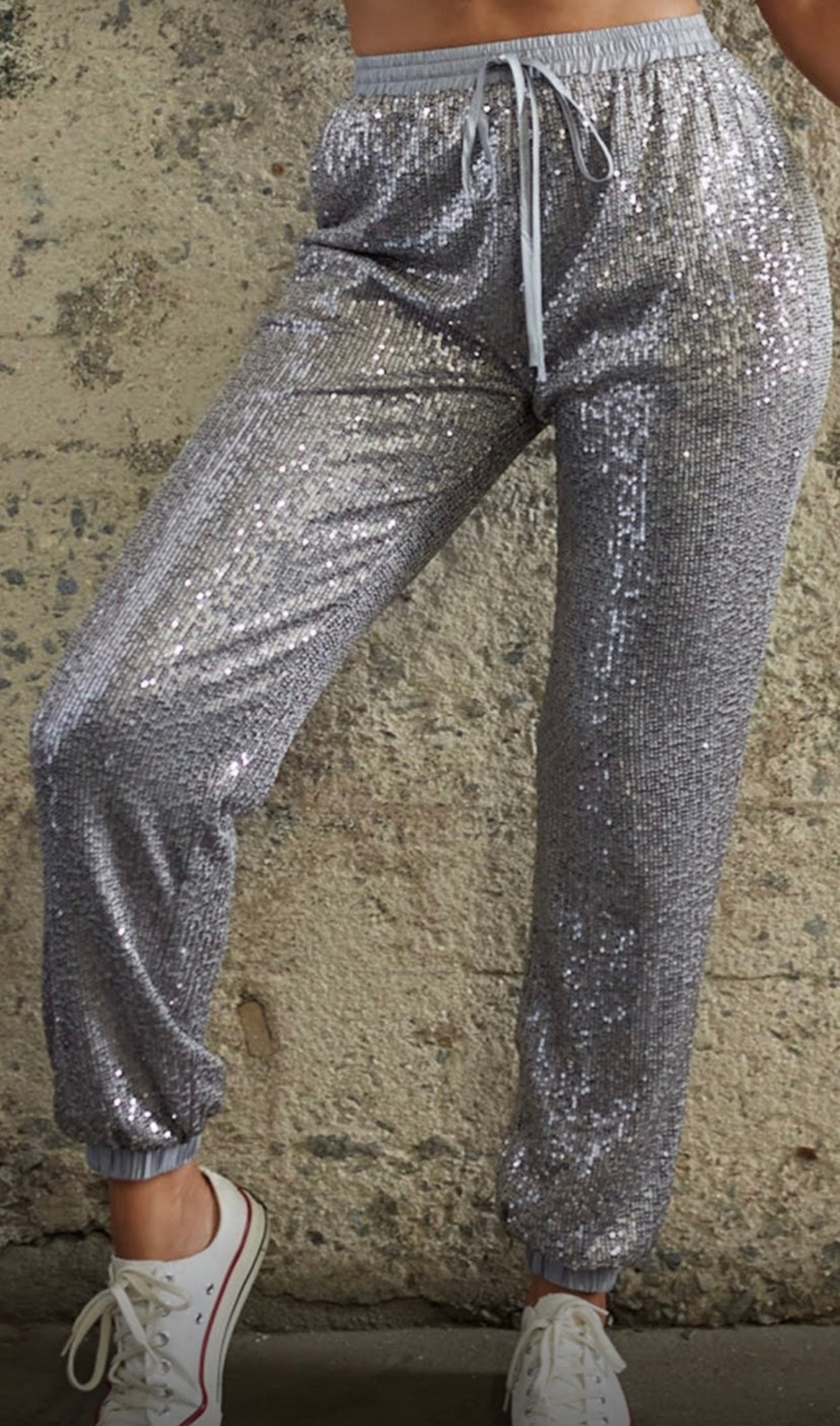 Small - Silver Sequin Jogger