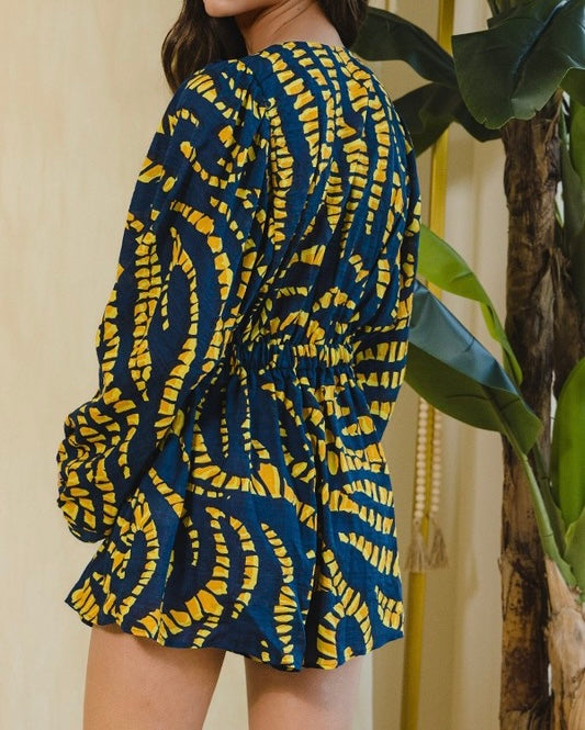 Medium - V Neck Print Romper